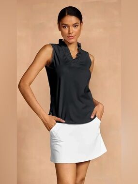 ACEGOLFS More Than Basic Ruffle V-Neck Tank Top UPF50+